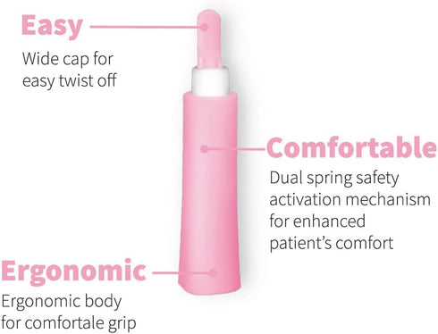 ONE-Care Safety Lancets - 30G x 1.5mm, Gentle Pre-Loaded Finger Self Prick Device, 100/Box