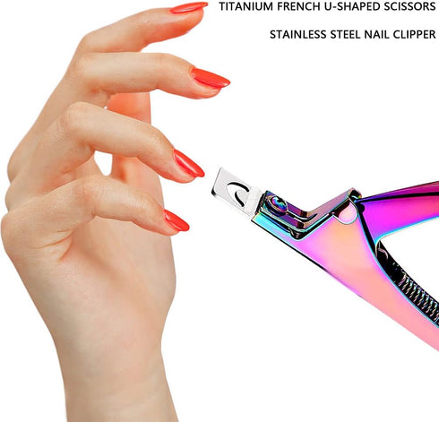 Professional Acrylic False Nail Clippers, Nail Tip Cutter for Acrylic Nails and Manicure Tool (Rainbow)