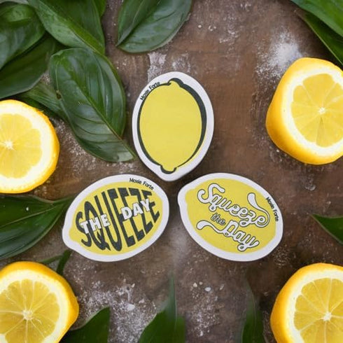 3Pack Lemon Dish Sponges | Squeeze The Day Fun Fruit Design | Cute Cellulose Compressed Kitchen Sponges |Natural & Biodegradable | Odor Resistant & None Scratch by Moxie Forte