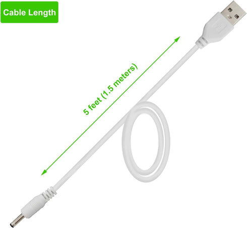 Charger Cord Replacement for Bitvae Electric Toothrush D2/S2, C2 Water Flosser, USB DC Charging Cable 5 FT, White