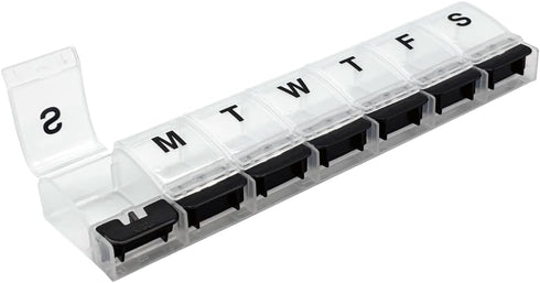 EZY DOSE Weekly (7-Day) AM/PM Pill Organizer, Vitamin Case, Large Compartments, Clear/Black, BPA Free