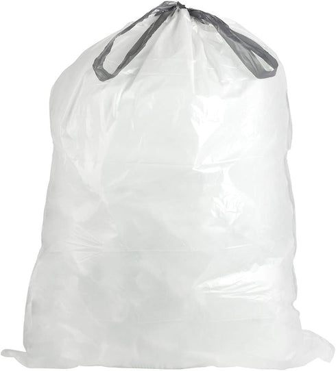 Plasticplace Custom Fit Trash Bags, 50 Count, Compatible with simplehuman Code J, White Drawstring Liners, 10-10.5