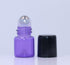 Wresty 60 Pcs Mini Purple Glass Roller Ball Bottles, 1ml Refillable Empty Sample Vials for Essential Oils, with Opener
