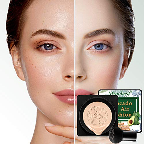 BB Mushroom Air Cushion, Avocado BB/CC Cream, All-Day Lasting Nude Foundation, Easy to Apply