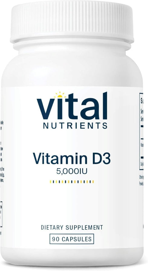 Vitamin D 5000 IU by Vital Nutrients | D3 Supplement for Healthy Bones, 90 Capsules