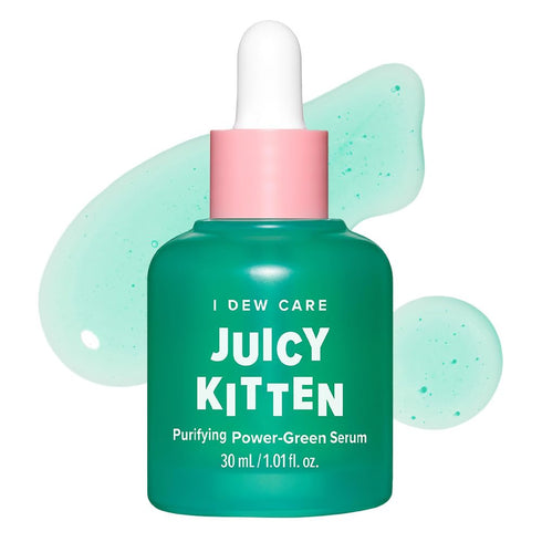 I DEW CARE Juicy Kitten | Korean Skin Care Purifying Power-Green Face Serum with Niacinamide, Vegan, Cruelty-free