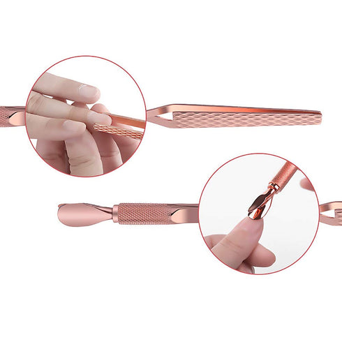 SILPECWEE 1Pc Metal Nail Cuticle Pusher, C Curve Nail Pinching Clips, Multi-Function Manicure Tools