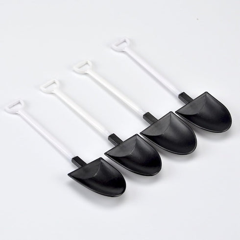 LJJCSFF 20 PCS Black Shovel Spoons Dessert Mini Pudding Spoons Plastic Shovel Spoons Disposable Tiny Shovel Spoon