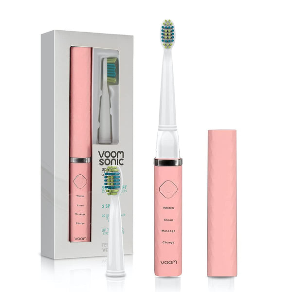 Voom Sonic Pro 3 Rechargeable Electric Toothbrush, Soft Dupont Nylon Bristle, Dentist Recommended, Pink