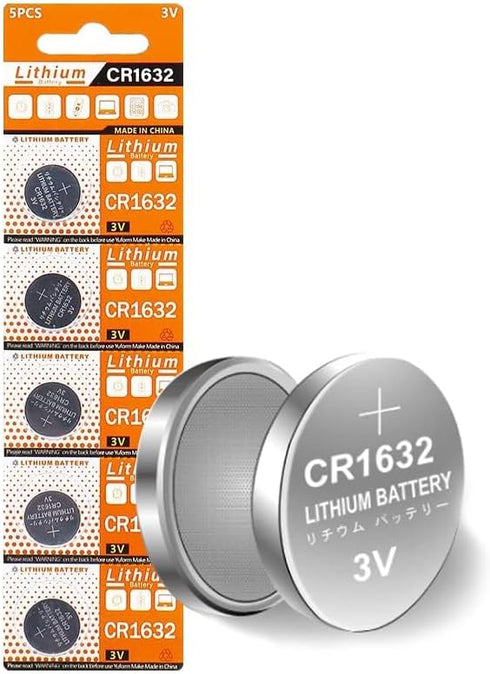 Cotchear 5pcs/Pack CR1632 Button Battery - 3V Lithium Coin Cell Batteries for Electronic Watch Remote