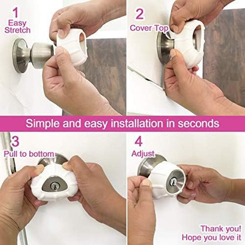 Enjoy Cover - Silicone Door Knob Grips Nonslip Maximum Grip for Arthritis & Senior Living Aids, 4 Pack (Black)