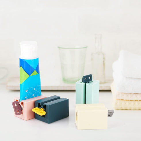Set 4 Rolling Toothpaste Squeezer of Standing Toothpaste Holder Bathroom Organizer Pipe Squeezer Tool for Toothpaste