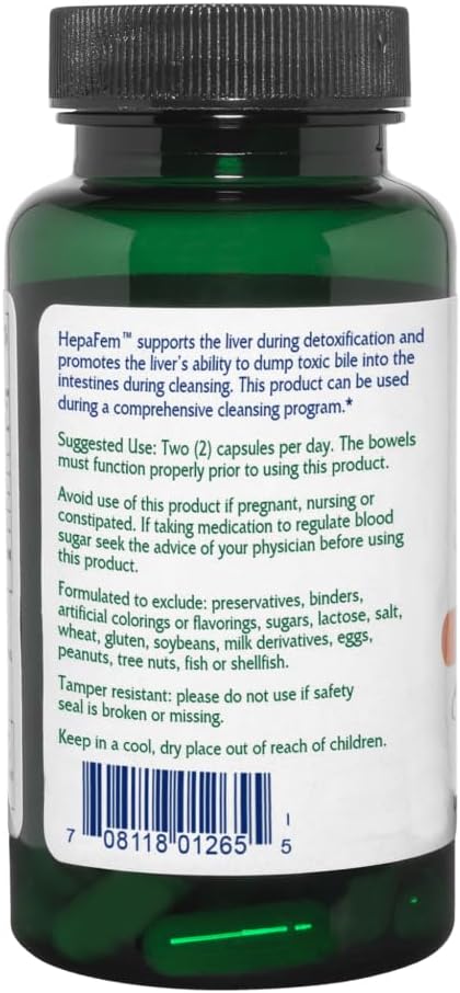Vitanica Hepafem, Liver Cleansing Support, 60 Capsules, Vegan/Vegetarian