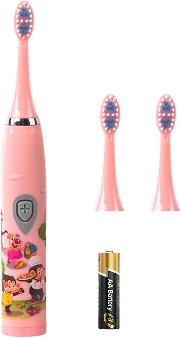 YooHoopo Kids Battery Powered Sonic Toothbrush with 3 Brush Heads, 1 AA Battery