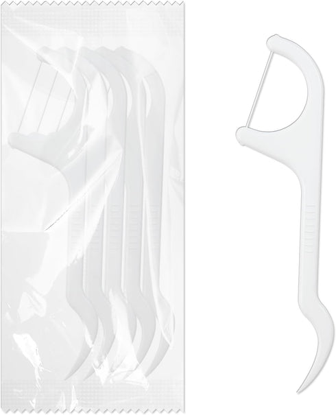 Pack of 50 Dental Floss Picks, Individually Wrapped for Adults & Kids, Travel & Office Use (5pcs per Bag, 50 Bags)