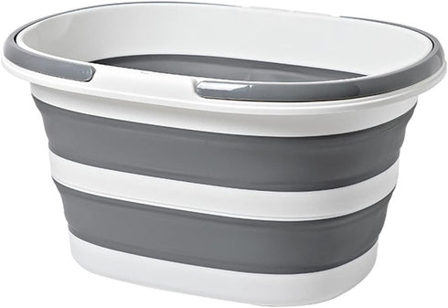Large Plastic Cleaning Caddy Bucket with Handles - Portable Tool Storage Tote, Collapsible for Fishing, Garden (Grey)