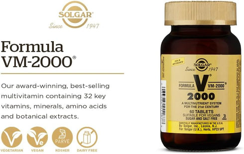 Solgar Formula VM-2000 (Multinutrient System), 180 Tablets - Premium Quality Multiple for Immune Support