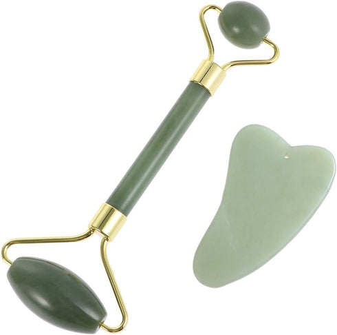 rosenice Jade Beauty Vessel Gua Sha Massage Tool Set with Roller and Scraping