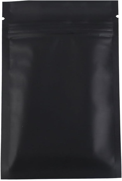 100pcs Frosted Clear Window Flat Colored Metallic Foil Resealable Zipper Seal Bags (Black, Flat, 3oz)