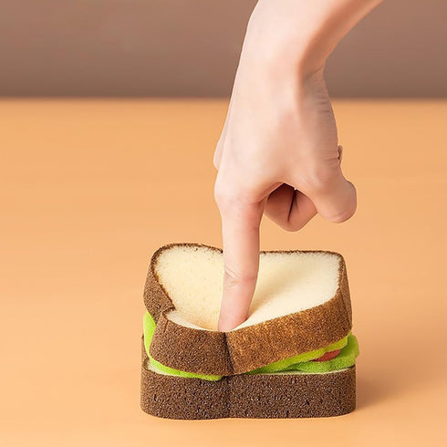 ZORZA Cute Fun Toast Shape Sponge - 1 Pcs Thickened Sandwich Style Scrub for Effective Dish Washing