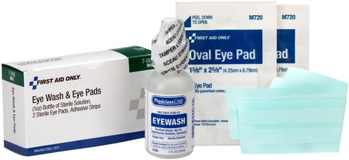 5-Piece Eye Wash Kit with Oval Eye Pads, First Aid Adhesive Strips & Emergency Eye Rinse by First Aid Only