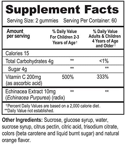 Vitamin C with Echinacea pectin Gummies for Kids 120 count