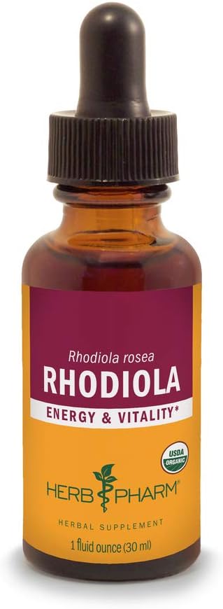 Herb Pharm Certified Organic Rhodiola Root Extract for Energy, Endurance and Stamina, Alcohol-Free Glycerite, 1 Ounce
