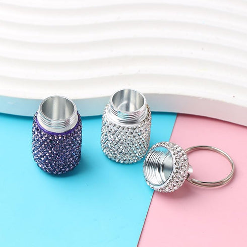 Ximimark 2pc 2-Compartment Elegant Portable Keychain Pill Box - Compact Metal Organizer, Travel-Ready & Waterproof