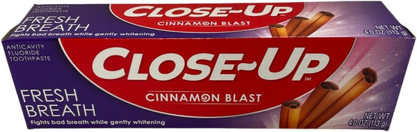 CLOSE-UP Anti-Cavity Fluoride Toothpaste Freshening Gel - Ultra Cinnamon Flavor Blast, 4.0 oz, 2-Pack