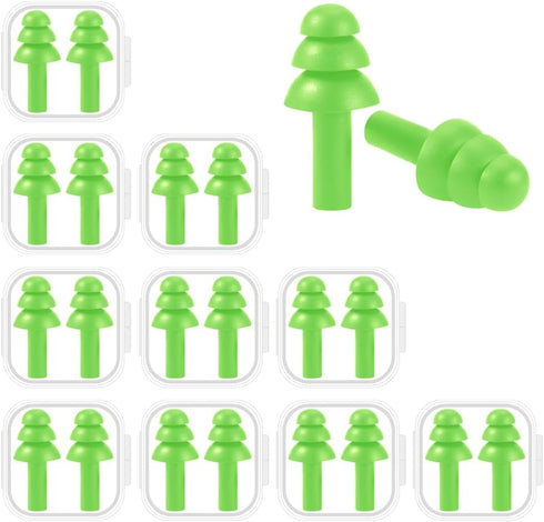 10 Pairs Noise Cancelling Ear Plugs, Reusable Soft Silicone Waterproof Hypoallergenic Earplugs for Swimming, Concerts,