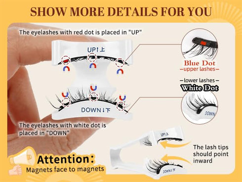 QUEWEL 2 Pair Reusable Magnetic Eyelashes with Applicator - No Glue Needed Cat Eye Natural Look Kit