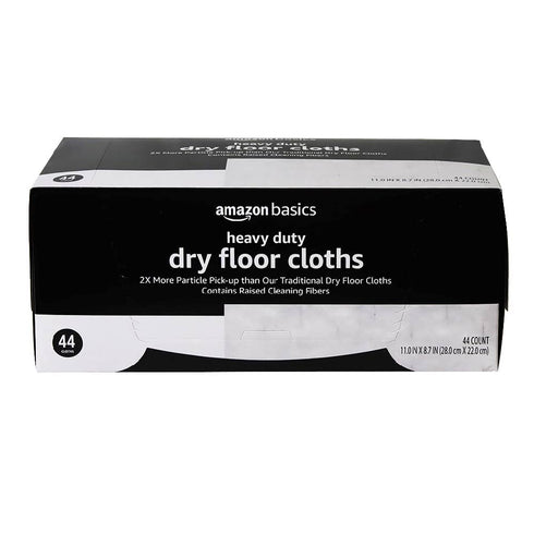 Amazon Basics Quilted Heavy Duty Dry Floor Cloths, 44 Count, White, 11" x 8.7" for Dust and Dirt