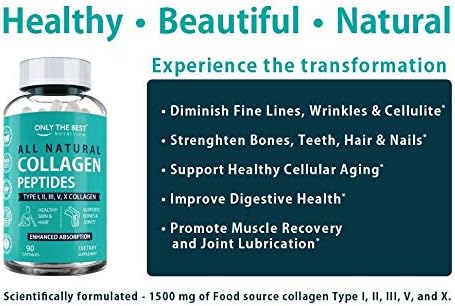 Only The Best Multi Collagen Peptides Capsules - 5X Absorption Hydrolyzed Collagen Supplement for Hair, Skin, Nails,