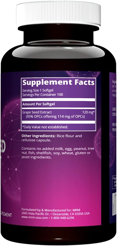 MRM Nutrition Grape Seed Extract | Circulation | Antioxidants | Anti-agning | Gluten free + vegan | 100 servings