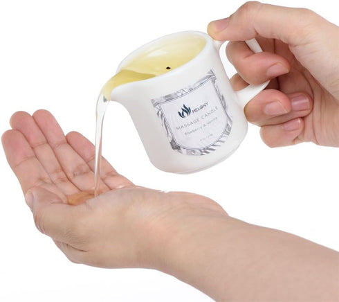 MELONY Soy Massage Oil Candle | Blue & Vanilla | Low Temp | 2.82 OZ / 80G | Perfect Intensive Skin Treatment Candle | Nourishing with Almond Oil, Shea butter & Cocoa Butter | Massage & Moisturise by MELONY