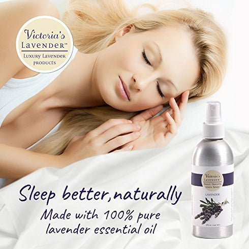 Victoria's Lavender Aromatherapy Pillow and Linen Mist - Soothing Lavender Essential Oil, Bed and Pillow Spray (8 oz