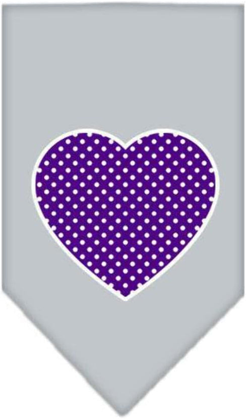 Mirage Pet Products Large Purple Swiss Dot Heart Screen Print Bandana, Navy Blue