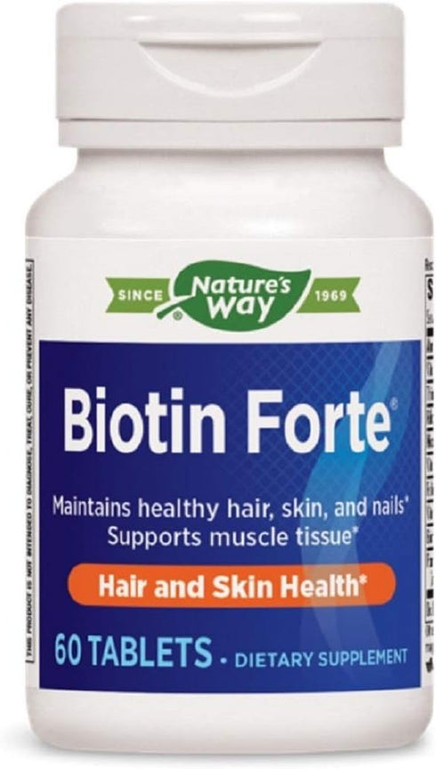 Biotin Forte, Supports Healthy Hair and Skin, Energy and Nerve Function, 60 Tablets, Nature's Way