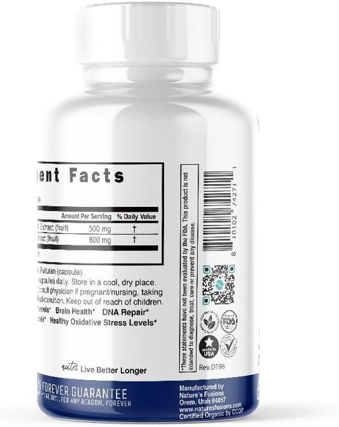 USDA Organic Blueberry Extract Supplement - Nutri Organic Blueberry Pomegranate Supplement 1300mg with 800mg 10:1