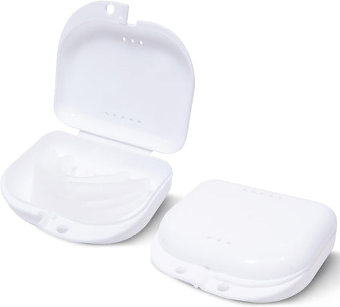 Odorless Retainer Case Pack of 2, Ventilated, Durable & Hygienic for Braces, Dentures & Aligners, 3.14 x 3.14 x 1.1