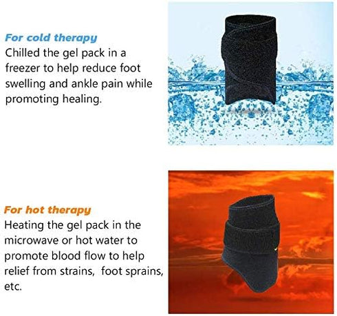 Foot Ankle Ice Gel Pack for Hot Cold Therapy - Reusable Pad and Adjustable Heel Ice Wrap for Plantar Fasciitis, Muscle