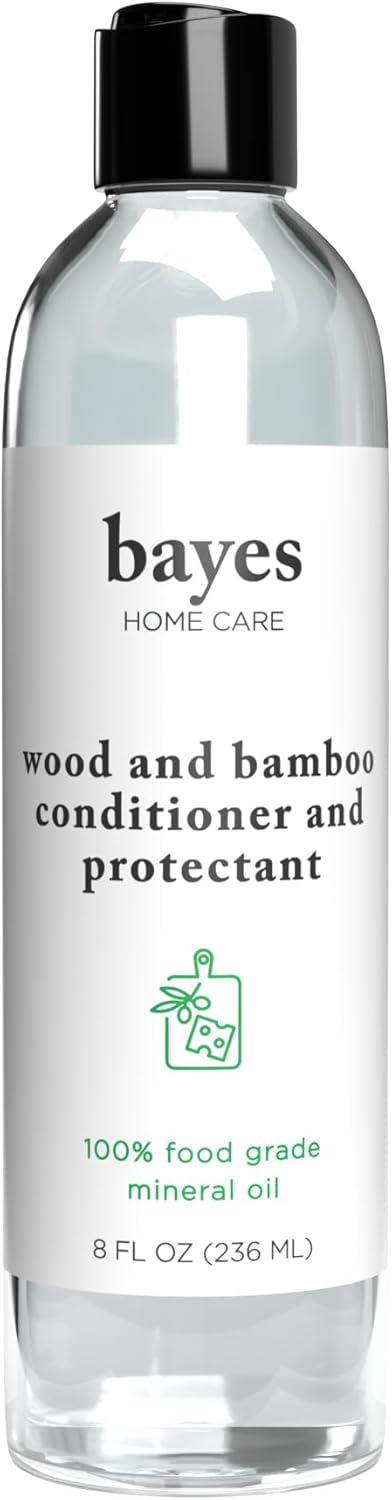 Bayes Food Grade Mineral Oil for Cutting Board, 8 oz, Conditioner and Protectant for Wood