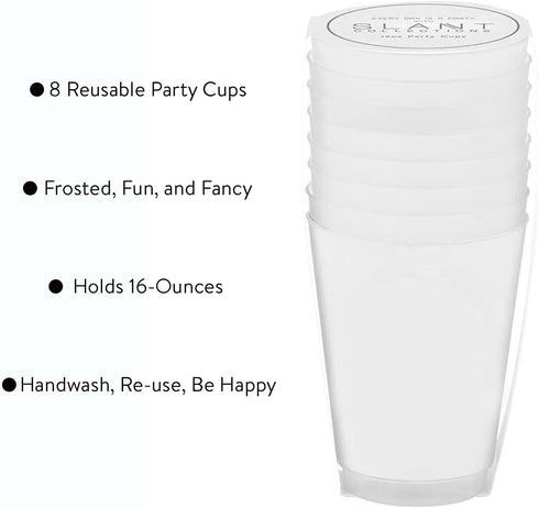 Santa Barbara Design Studio 16-Ounce Wedding Party Cups, 8-Count Reusable BPA-Free Plastic Frost, Cheers