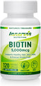 Biotin 5000 mcg Supplement – Supports Healthy Hair Growth, Skin, Nails, Energy Production - 120 Veggie Capsules Vitamin