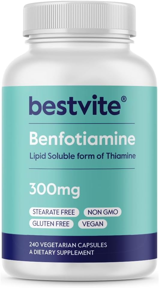 BESTVITE Benfotiamine 300mg - 240 Vegetarian Capsules, No Stearates, Vegan, Non-GMO, Gluten-Free