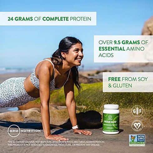 MRM Nutrition Veggie Elite Performance Protein, Vanilla Bean, Plant-Based, 30 Servings, Vegan, Gluten-Free