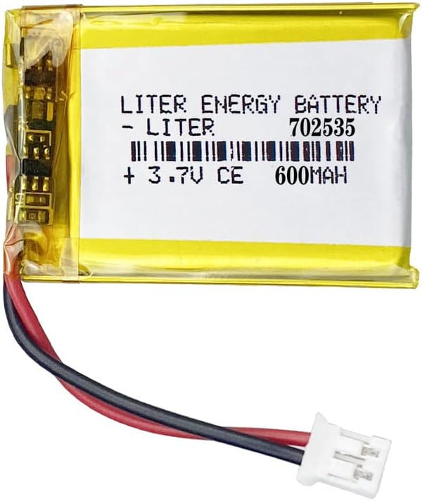 600mAh Lithium Polymer ion Battery, 3.7V 702535 Rechargeable Battery Pack with JST 2.0mm Connector