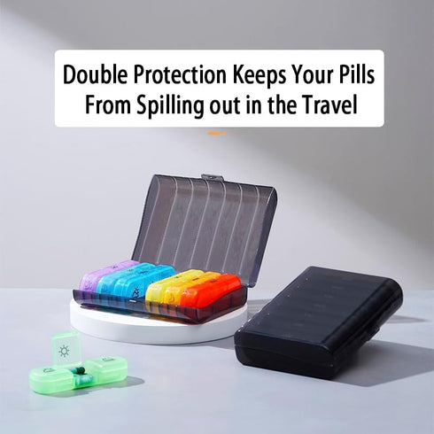 Wopanxye 7-Day 3 21 Travel Pill Organizer, Times a Day, AM PM Pill Box Tray with One-Side Large Opening for Easy