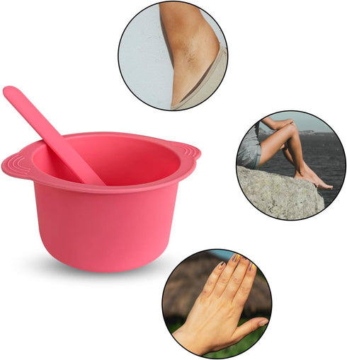 Silicone Wax Bowl for Hair Removal, Replacement Silicone Wax Liner for Non-Stick Wax Pot with Spatula