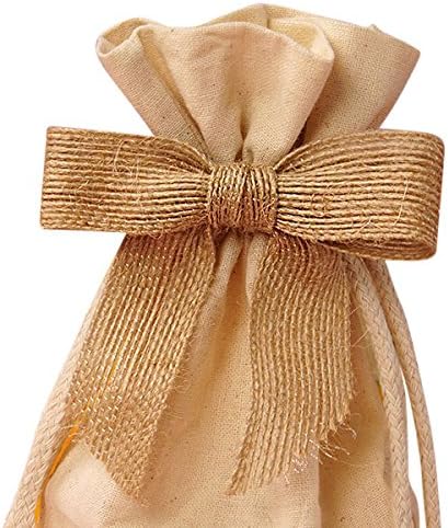 Pre-Tied Natural Jute Burlap Bows, 3" Wide, Set of 12, Wired Craft Ribbon for Weddings and Parties